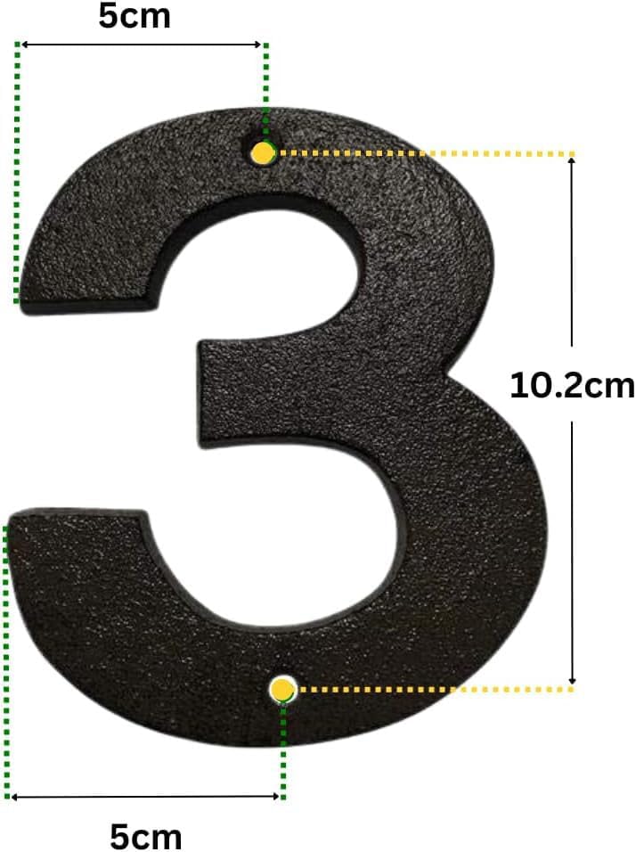 Pristine Address Numbers for House - House Numbers for Outside - Cast Iron 5 Inch Black House Numbers & Mailbox Numbers : Door Number 3 - Image 3